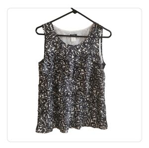 J. Crew Silk Ruffle Blouse Black and White Size 4 Cute Shoulder Button Detail